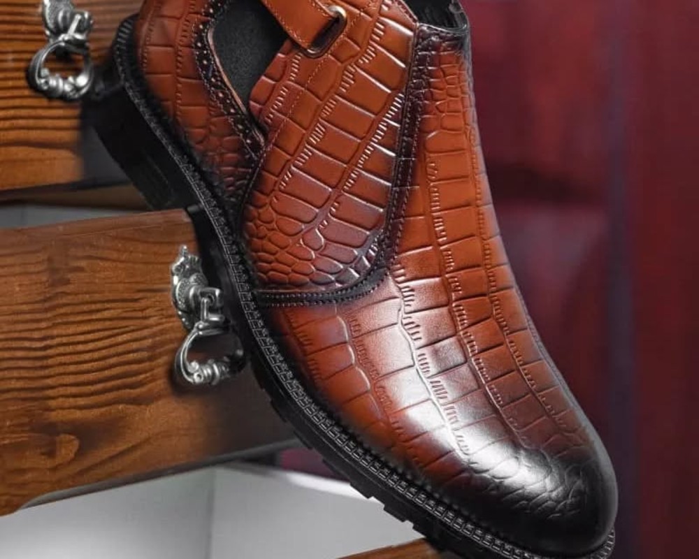  بوت ساقدار مدل نیکولا تمام چرم طرح سنگی 