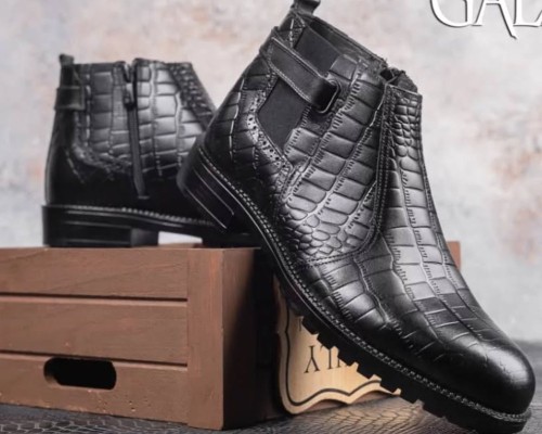  بوت ساقدار مدل نیکولا تمام چرم طرح سنگی 